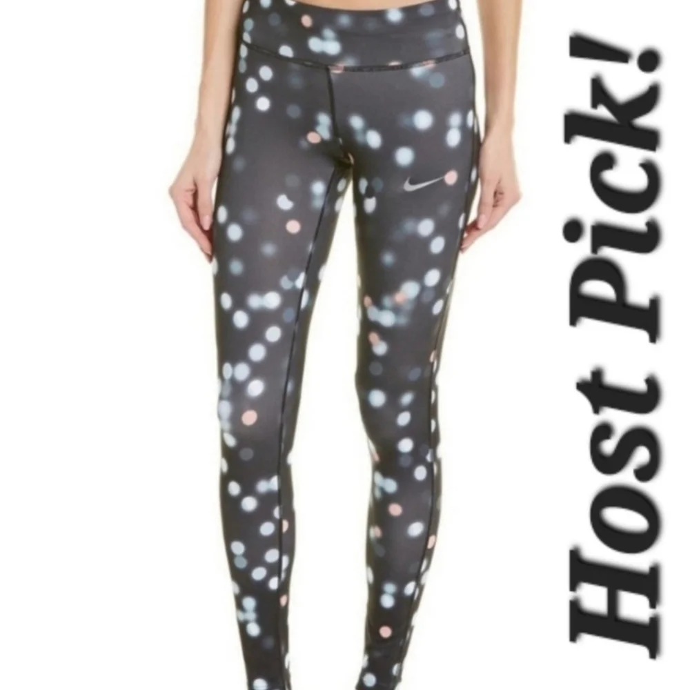 Nike Dri-Fit Black Polka Dot Lights Leggings Women's Small S Athletic Athleisure